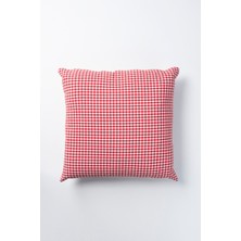 Kırmızı Beyaz Ekose 45X45 cm Su Itici Leke Tutmaz Kırlent Kılıfı