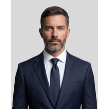 1001 Kravat İnce Çizgili Lacivert Kravat - 8 cm genişliğinde