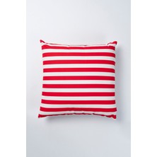 Kırmızı Çizgili 45X45 cm Su Itici Leke Tutmaz Kırlent Kılıfı