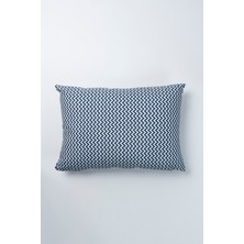 Lacivert Zikzak Dikdörtgen Su Itici Leke Tutmaz Kırlent Kılıfı