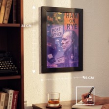 İki Yedi Konsept Charles Bukowski Poster Tablo Çerçeveli Duvar Dekoru Ofis Salon Kitaplık Modern Tablo Kuralsızlar