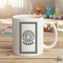 Versace Logolu Renkli Hediyelik Kupa Bardak - Arkadaşa Hediye Tasarım Baskılı Porselen Bardak