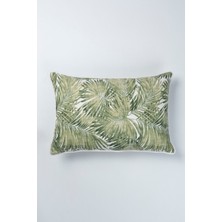 Yeşil Palmiye Dikdörtgen Biyeli Su Itici Leke Tutmaz Kırlent Kılıfı