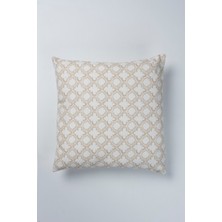 Bej Yonca Desen 45X45 cm Su Itici Leke Tutmaz Kırlent Kılıfı