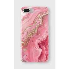 Karsu Design iPhone 8 Plus Uyumlu Baskılı Şeffaf Telefon Kılıfı | Koleksiyon: Marble And Gold Luxury