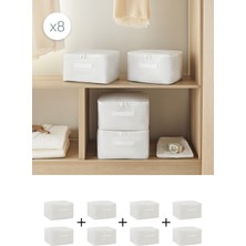 Home Wave 8'li Küçük Boy Gri Pötikare Hurç Set 30 x 22 x 18 cm