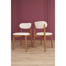 Asra Trend Lüks 2'li Bohem Ahşap Mutfak Sandalyesi Dokuma Kumaşlı Silinebilir Yemek Masası Sandalyesi SA02