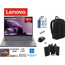 Lenovo ıdeapad Slim 3 Amd Ryzen 7 170 Cpu 40 GB 2 Tb Amd Radeon 680 M W11 Pro 14 Inç 83K6006JTR Duddi Çanta+Mouse+Mousepad+Usbbellek+Temizlikkit