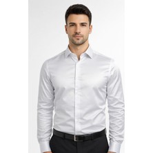 Classics Men Slim Fit Uzun Kollu Kolay Ütü Pamuk Saten Erkek Gömlek
