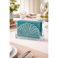 İliva Cam Peçetelik Şeffaf – Masa Üstü Peçete Tutucu, Dekoratif Sunumluk, Mutfak Sofra Düzenleyici