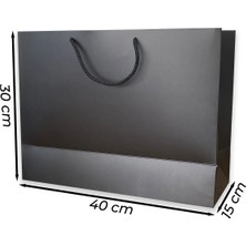 ABB Matbaa 2 Adet Siyah Karton Ipli Çanta Kağıt Poşet (40X30X15) - Ip Rengi Seçilebilir