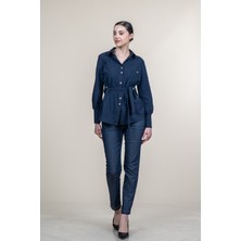 MissVina Tencel Beli Kuşaklı Uzun Kollu Trend Gömlek 70062