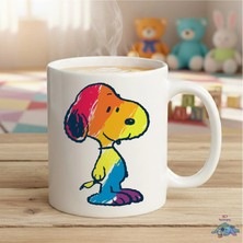 Snoppy Çizgi Film Temalı Renkli Hediyelik Kupa Bardak - Arkadaşa Hediye Tasarım Baskılı Porselen Bardak