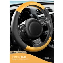 Direksiyon Kılıfı Poşetli Geçme 38CM Noktalı Siyah Düz Sarı F103 Pınuk Saksesuar