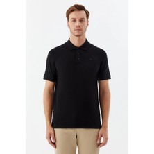 Sabri Özel Erkek Siyah Dar Kesim Slim Fit %100 Pamuk Polo Yaka Tişört