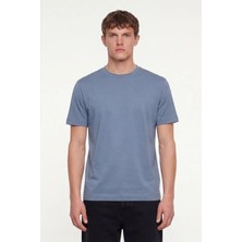 Sabri Özel Erkek Koyu Gri Normal Kesim Regular Fit %100 Pamuk Dokuma Bisiklet Yaka Basic T-Shirt