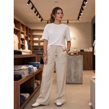 CGA Kadın Keten Pantolon Dikiş Detaylı Kare Cepli Keten Pantolon