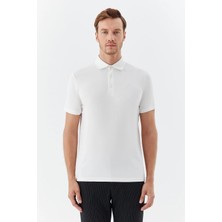 Sabri Özel Erkek Ekru Dar Kesim Slim Fit Modal Pike Polo Yaka Tişört