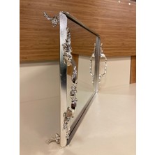 Plus Home Tepsi Pirinç Gümüş Kulplu Model Ortaboy 33X23 cm