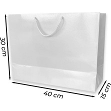 ABB Matbaa 2 Adet Beyaz Karton Ipli Çanta Kağıt Poşet (40X30X15) - Ip Rengi Seçilebilir