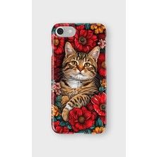 Karsu Design iPhone 8 Uyumlu Baskılı Şeffaf Telefon Kılıfı | Koleksiyon: Minimal Cat Line Art