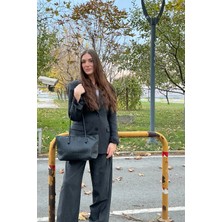 Lavia Kadın Omuz Çantası – Örgü Desenli, Fermuarlı