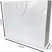 ABB Matbaa 2 Adet Beyaz Karton Ipli Çanta Karton Poşet (45X37X12) - Ip Rengi Seçilebilir