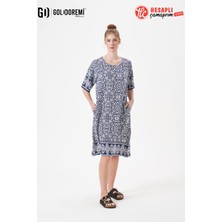 Gd Goldoremi 29062 Premium Kadın Kısa Kollu Rahat Kalıp Desenli Elbise