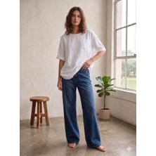 CGA Kadın Keten Bluz T-Shirt Tek Cepli Kadın Gömlek