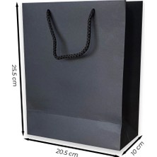 ABB Matbaa 2 Adet Lüks Siyah Karton Ipli Çanta Karton Poşet (20.5X25.5X10) - Ip Rengi Seçilebilir