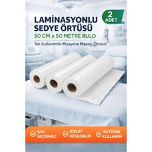Uslucan Alışveriş Laminasyonlu Sedye Örtüsü 50 cm x 50 Metre Rulo Tek Kullanımlık Muayene Masası Örtüsü 2 Adet