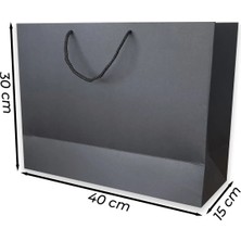 ABB Matbaa 2 Adet Lüks Siyah Karton Ipli Çanta Kağıt Poşet (40X30X15) - Ip Rengi Seçilebilir