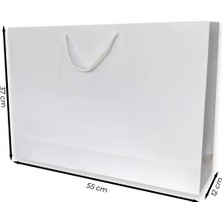 ABB Matbaa 2 Adet Lüks Desenli Beyaz Ipli Karton Çanta Kağıt Poşet (55X37X12) - Ip Rengi Seçilebilir