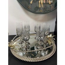 Elif Aksesuar Titanyum Kaplama Kristal Kesme Ayaklı  Fülüt Kahve Yanı Bardak