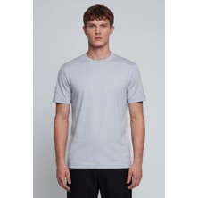 Sabri Özel Erkek Soft Mavi Normal Kesim Regular Fit %100 Pamuk Bisiklet Yaka Basic Tişört