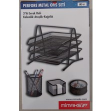 Mimaks Metal Ofis Masa Seti Perforeli 4 Lü Gri Ms-6