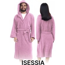 Isessia Fidel Pamuklu Kapüşonlu Unisex Bornoz Yetişkin Kapşonlu Yüksek Emici 4 Mevsim Kullanım