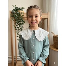 HaanBebe Kız Çocuk Bebe Yaka Fisto Detaylı Gömlek - Retro Tarz Pamuklu Bluz