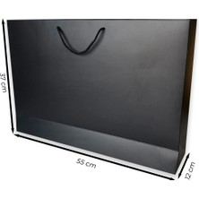 ABB Matbaa 2 Adet Siyah Karton Ipli Çanta Kağıt Poşet (55X37X12) - Ip Rengi Seçilebilir