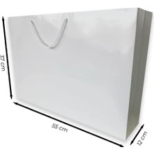 ABB Matbaa 2 Adet Beyaz Karton Ipli Çanta Kağıt Poşet (55X37X12) - Ip Rengi Seçilebilir