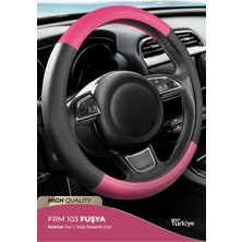 Direksiyon Kılıfı Poşetli Geçme 38CM Noktalı Siyah Düz Fuşya F103 Pınuk Saksesuar