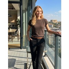 Urumday Kadın Ipeksi Viskon Kayık Yaka Merserize Basic Triko Bluz