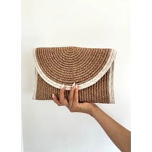 Palm Moon Hasır El Portföyü Yazlık Clutch Çanta