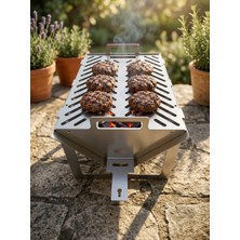 SCHAINA 304 Paslanmaz Çelik Katlanabilir Portatif Mangal - Sökülür Takılır Kalın Sac Geçmeli Kamp Barbeküsü