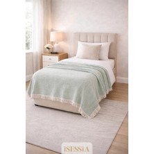 Isessia Miora Zigzak Desenli Tek Kişilik Bohem Yatak Örtüsü | 155 x 200 cm