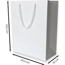 ABB Matbaa 2 Adet Beyaz Karton Ipli Çanta Kağıt Poşet (20.5X25.5X10) - Ip Rengi Seçilebilir