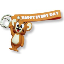 Teknofun Tom ve Jerry Serisi Jerry 3D Figürlü Soft Kahve Bilek Kayışlı Anahtarlık - 1 Adet