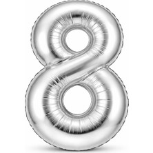 Eng Parti Dünyası Gümüş Rakam Folyo Balon 0–9 | Parlak Gümüş Doğum Günü ve Parti Balonu