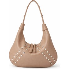 Aura Zımbalı Fermuarlı Kadın Omuz Çantası – Modern ve Şık Tasarım