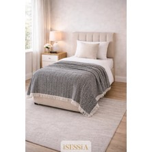 Isessia Miora Zigzak Desenli Tek Kişilik Bohem Yatak Örtüsü | 155 x 200 cm